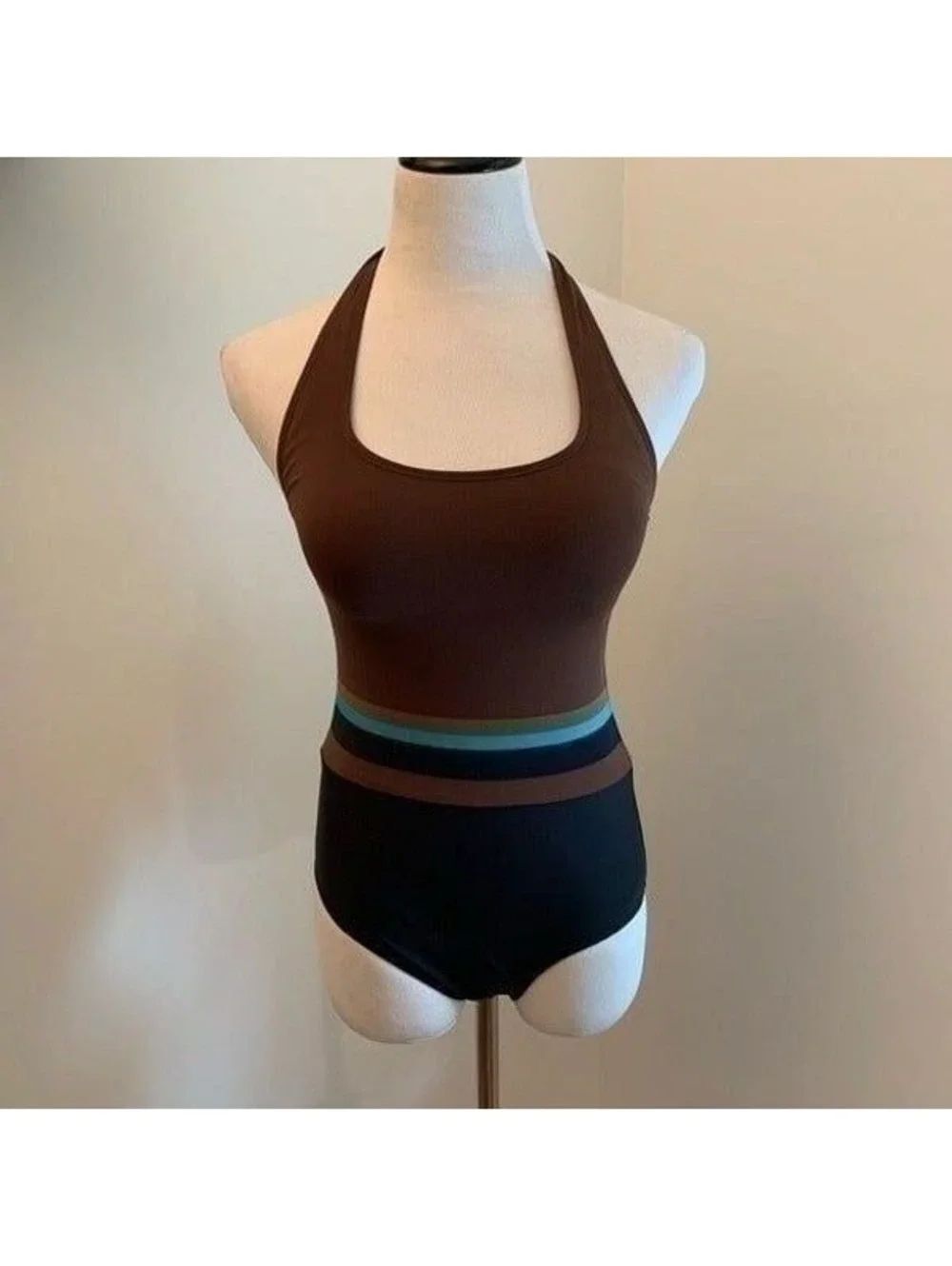 New DKNY One Piece Brown and Black Bathing Suit Sz S
